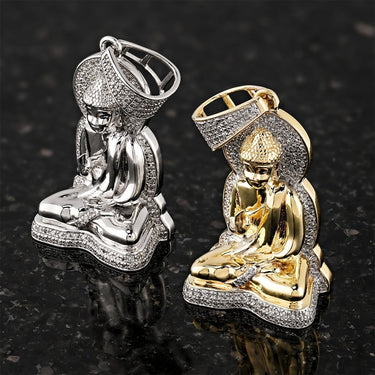 Diamond Buddha Pendant in 10k Two Tone Gold 0.50 Ctw